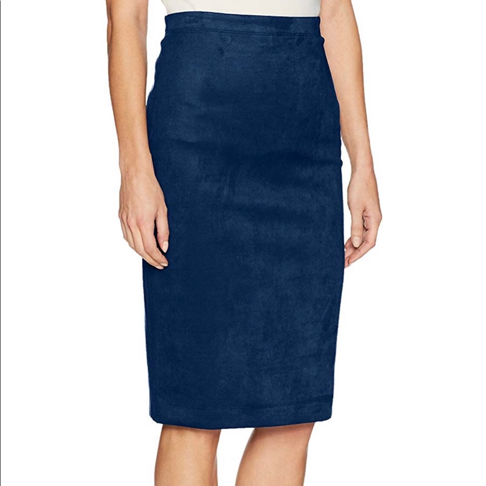 Bcbg blue faux suede pencil skirt
